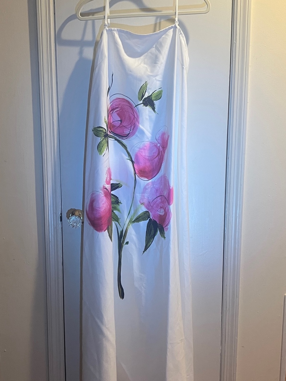 White Slip Dress with Pink Floral Print